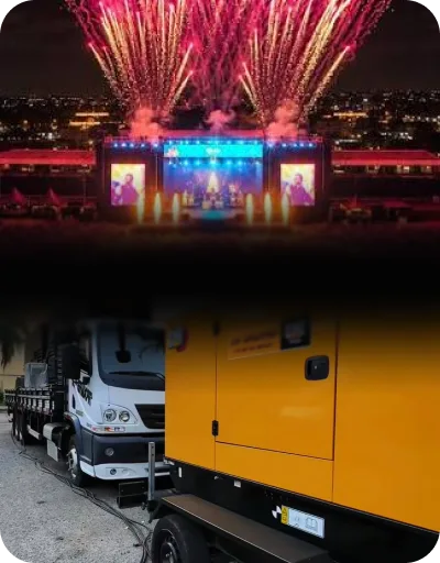 Estrutura de energia da Top Geradores no evento Samba Curitiba